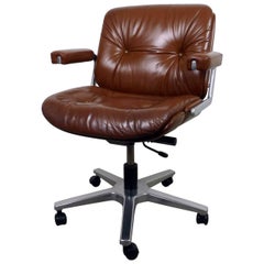 Vintage Leather Office Swivel Chair from Stoll Giroflex AG, Switzerland, 1970s