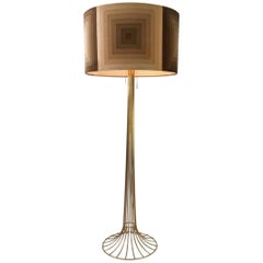 Grand lampadaire doré avec tissu Verner Panton Mira X pour Fritz Hansen
