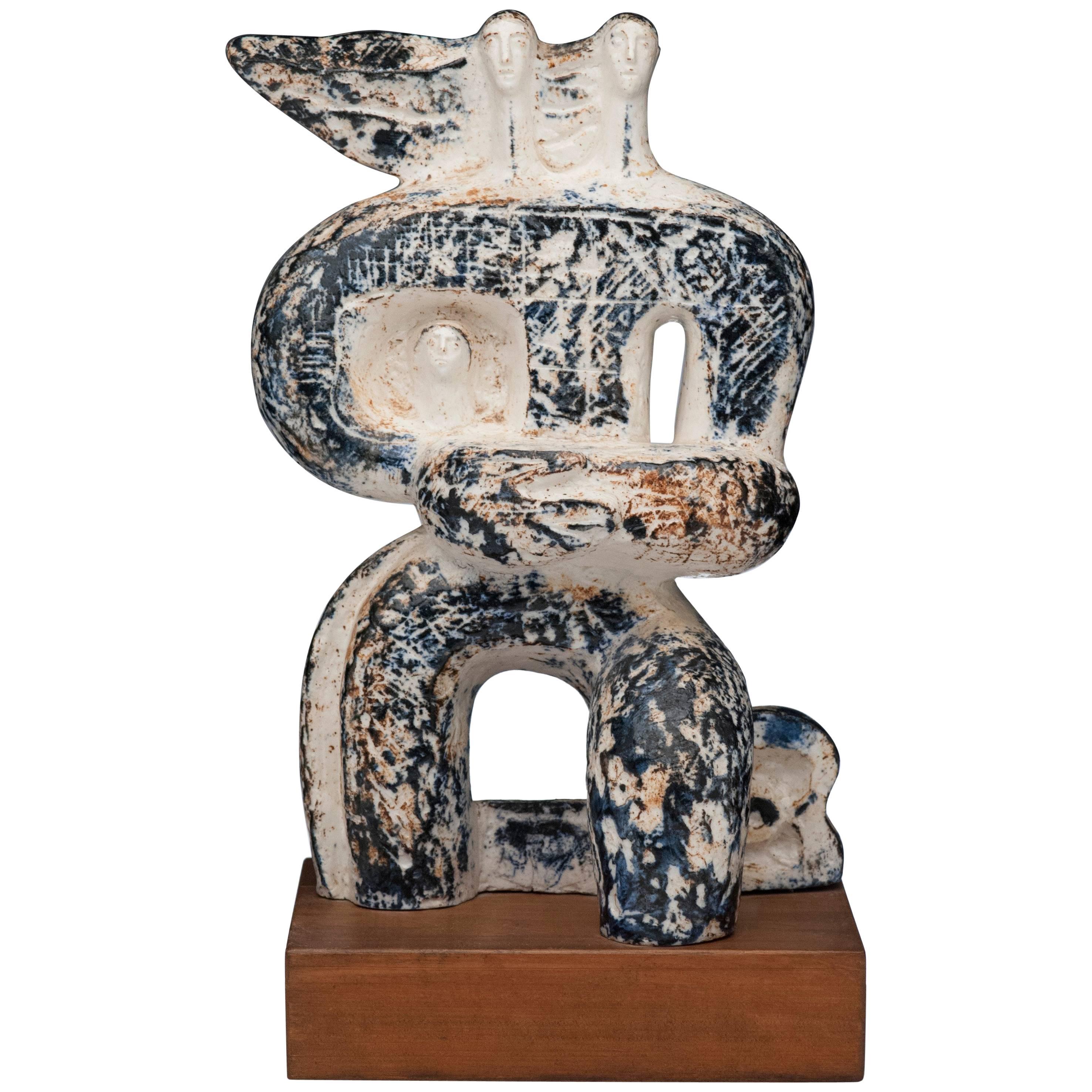 Art Deco Modern Abstract Figurative Ceramic Sculpture by Arnold Geissbuhler