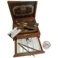 Antique English Winsor and Newton Artist's Watercolor / Paint Box, circa 1885