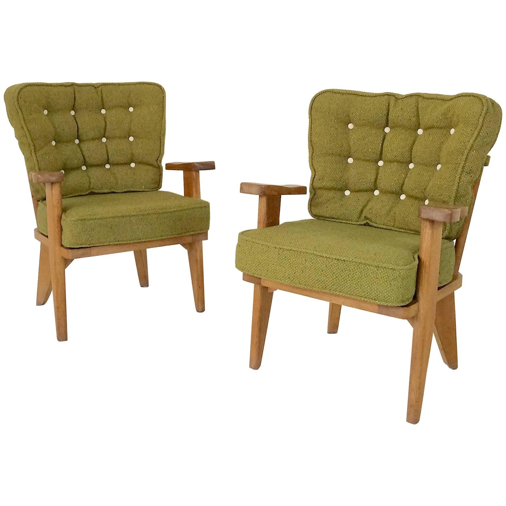 Guillerme et Chambron Pair of Armchairs, circa 1950, France