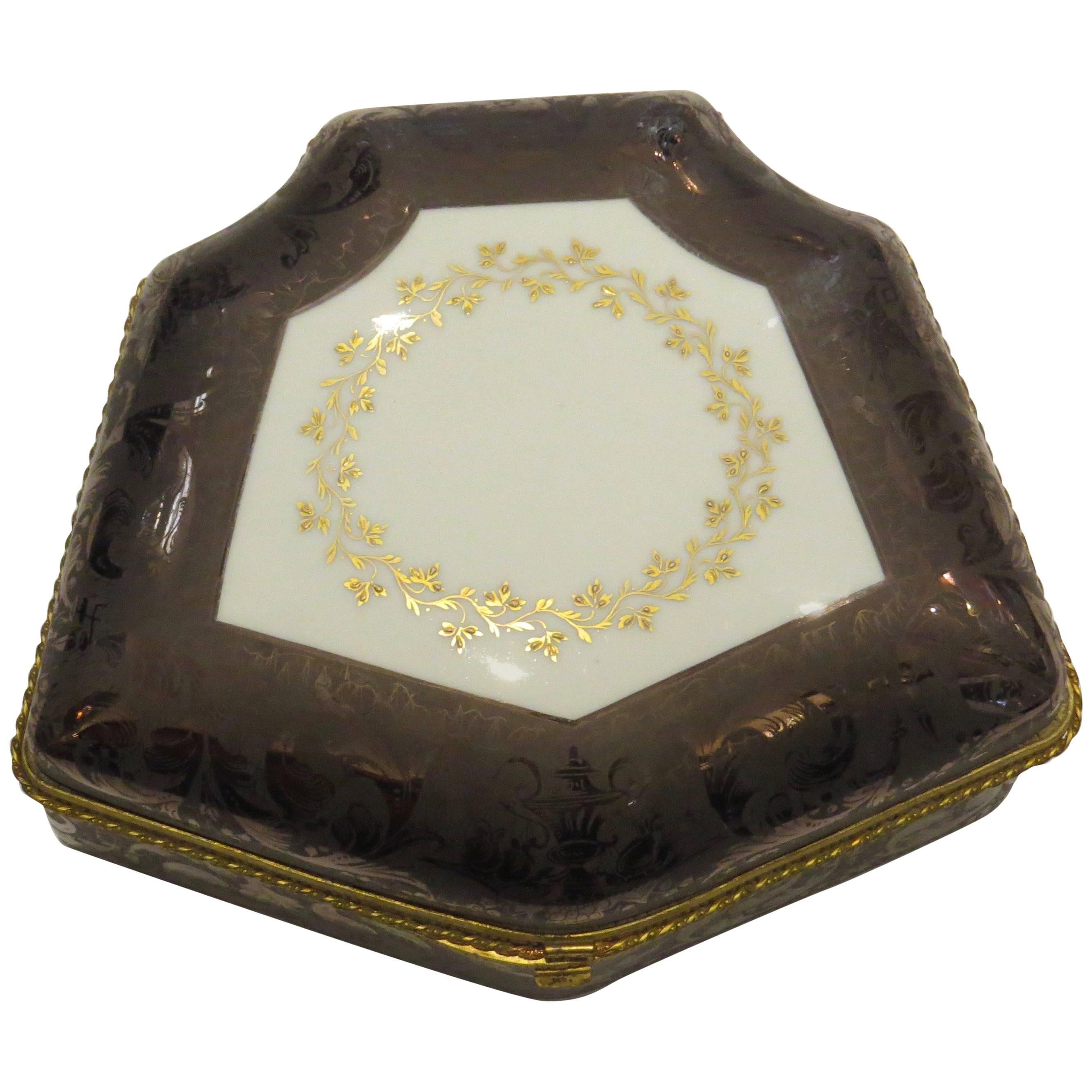 19th Century Limoges, Hand-Painted, Porcelain Box For Sale