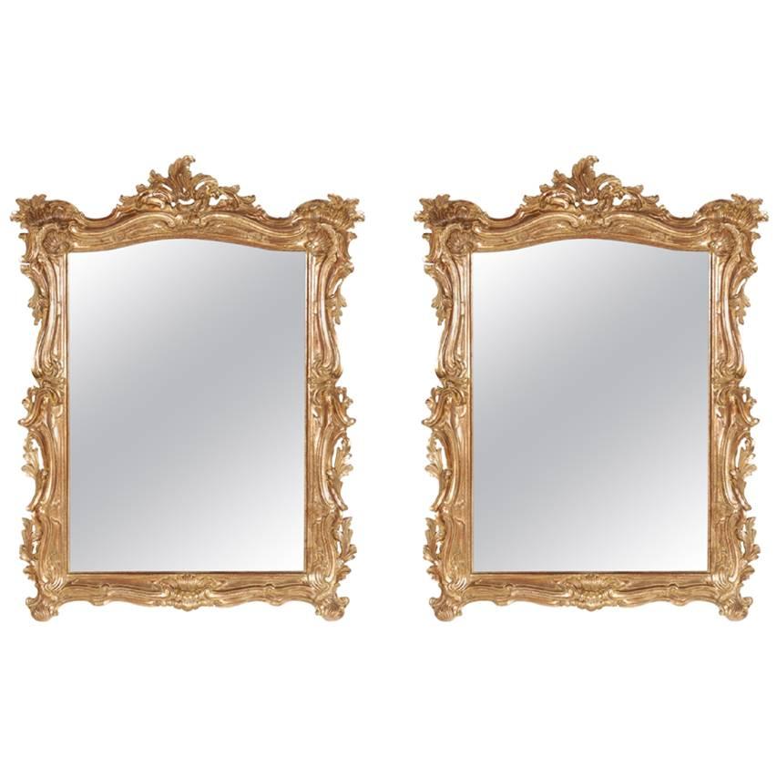 Pair of Hand Carved Rococo Gold Gilt Mirrors - FREE LOCAL DELIVERY