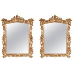 Pair of Hand Carved Rococo Gold Gilt Mirrors - FREE LOCAL DELIVERY