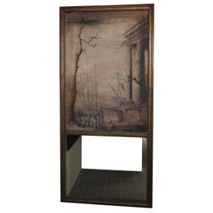 19th Century French Trumeau with Sepia Painting