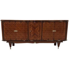 French Art Deco Rosewood Diamond Marquetry Buffet