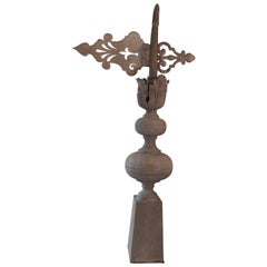 19th Century, French Zinc Roof Finial 'Epi de Faitage' with Flag Motif