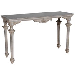 Hand-Carved Neoclassic Console in Distressed Eggshell - FREE LOCAL DELIVERY
