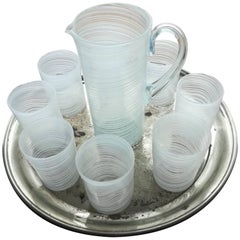 White Modern Blown Glass Glasses Set