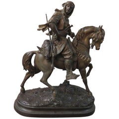 Antique "Return from the Hunt" Sculpture by Barye & Guillemin French, 1880s