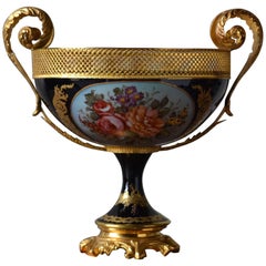 19th Century Sèvres French Hand-Painted Porcelain Jardiniére with Bronze Mounts