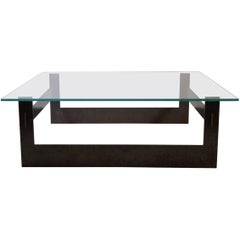 Contemporary Minimalist Blackened Steel and Glass Coffee Table by Scott Gordon