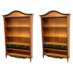 Vintage Pair of Louis XV Hand-Carved Bookcases w/ 3 Drawers - FREE LOCAL DELIVERY