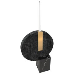 Apodosis Candleholder 'Burnt Wood, Marble and Brass' by Hormé