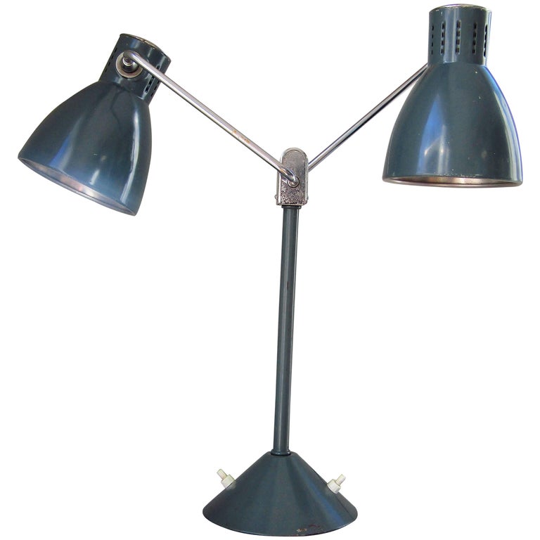 Art Deco Double Desk Table Lamp by Jumo, France, 1940s For Sale at