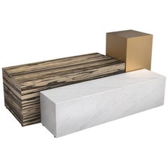 Leto Coffee Table 'White Ebony, Marble and Brass' by Hormé