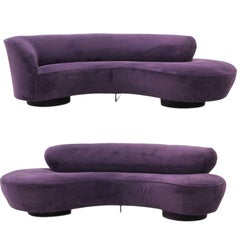 Used Vladimir Kagan Cloud Sofas, Pair of Newly Upholstered in Purple/Plum Ultrasuede