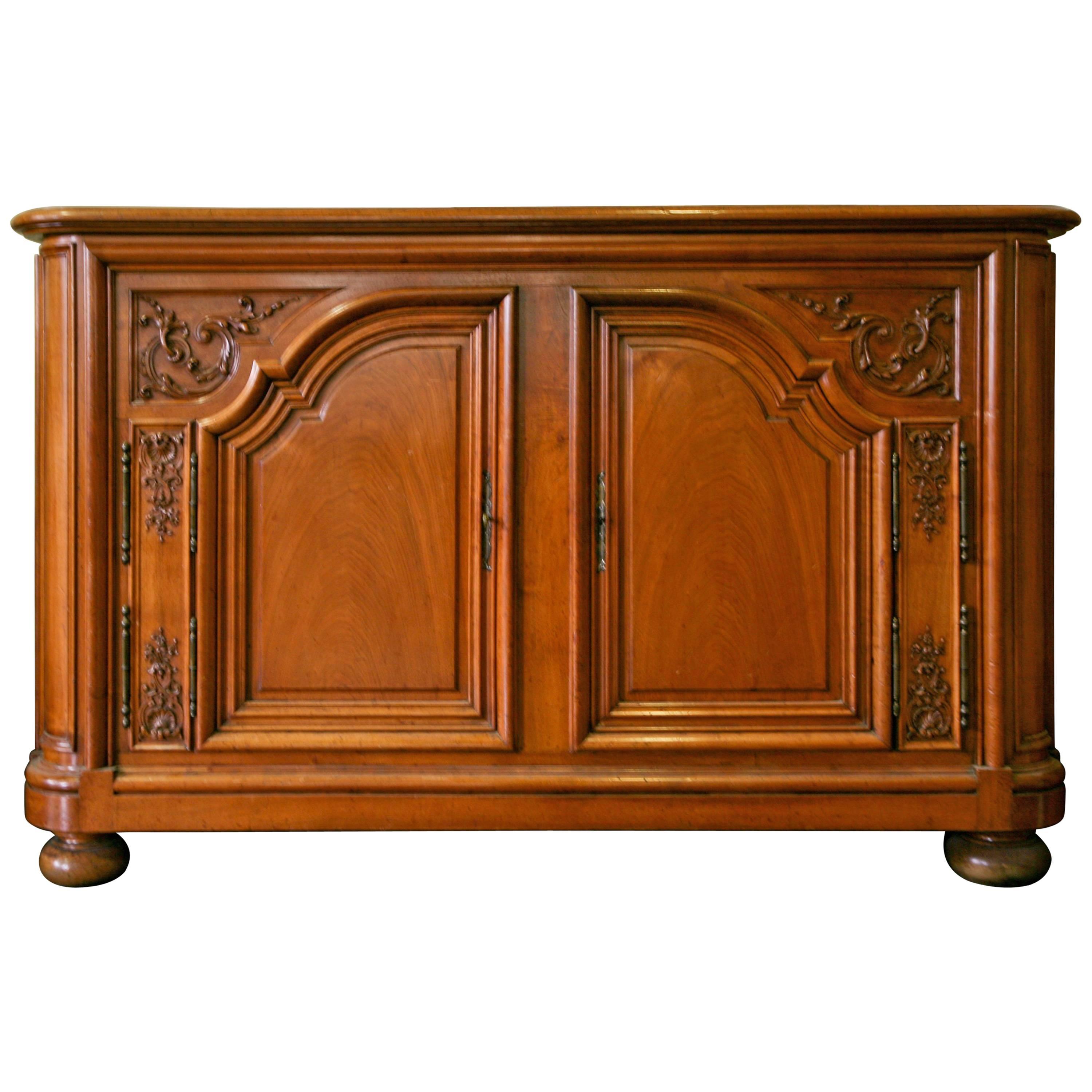 19th Century French Provincial Hand-Carved Walnut Sideboard