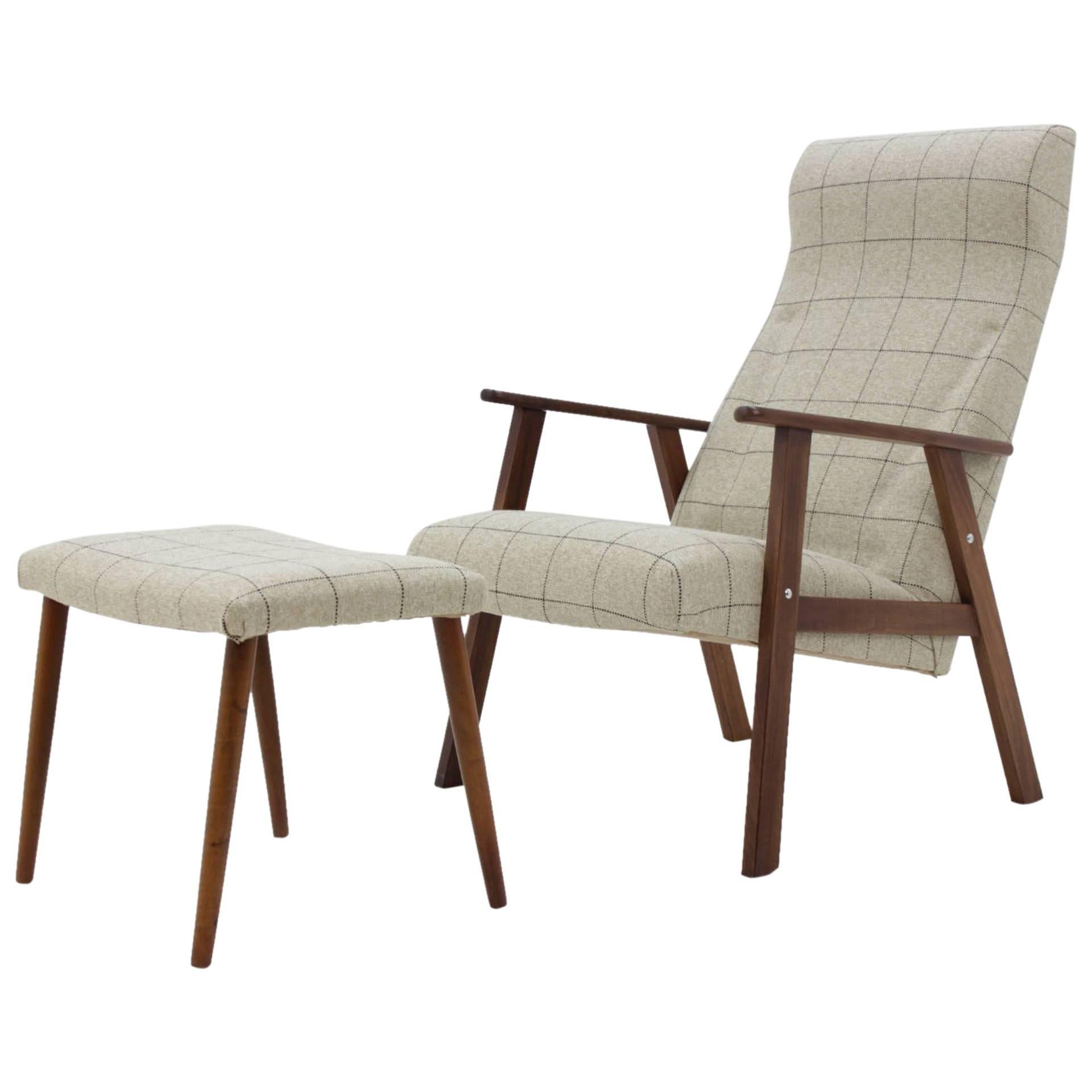 1960s Danish Teak Lounge Chair with Stool