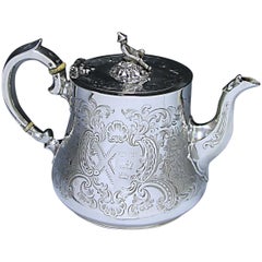 Victorian Antique Sterling Silver Tea Pot Made by William Ker Reid in 1845