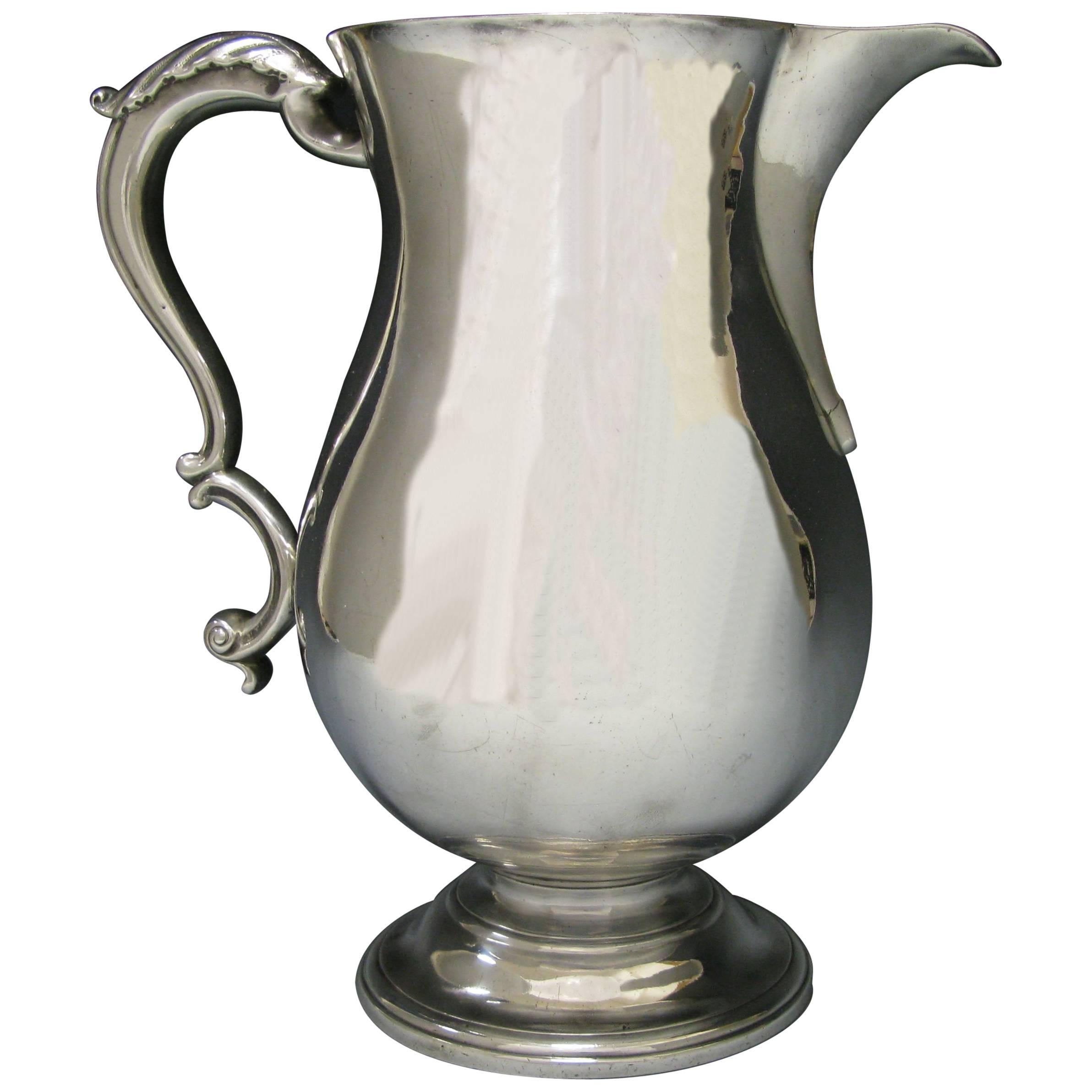 Antique George III Sterling Silver Beer/Water Jug Made by William Grundy For Sale