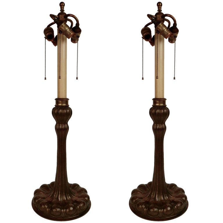 Pair Of Arts And Crafts Hammered Copper Table Lamps Handcrafted Large Pair Of E F Caldwell Arts Crafts Hand Hammered Copper Table Lamps