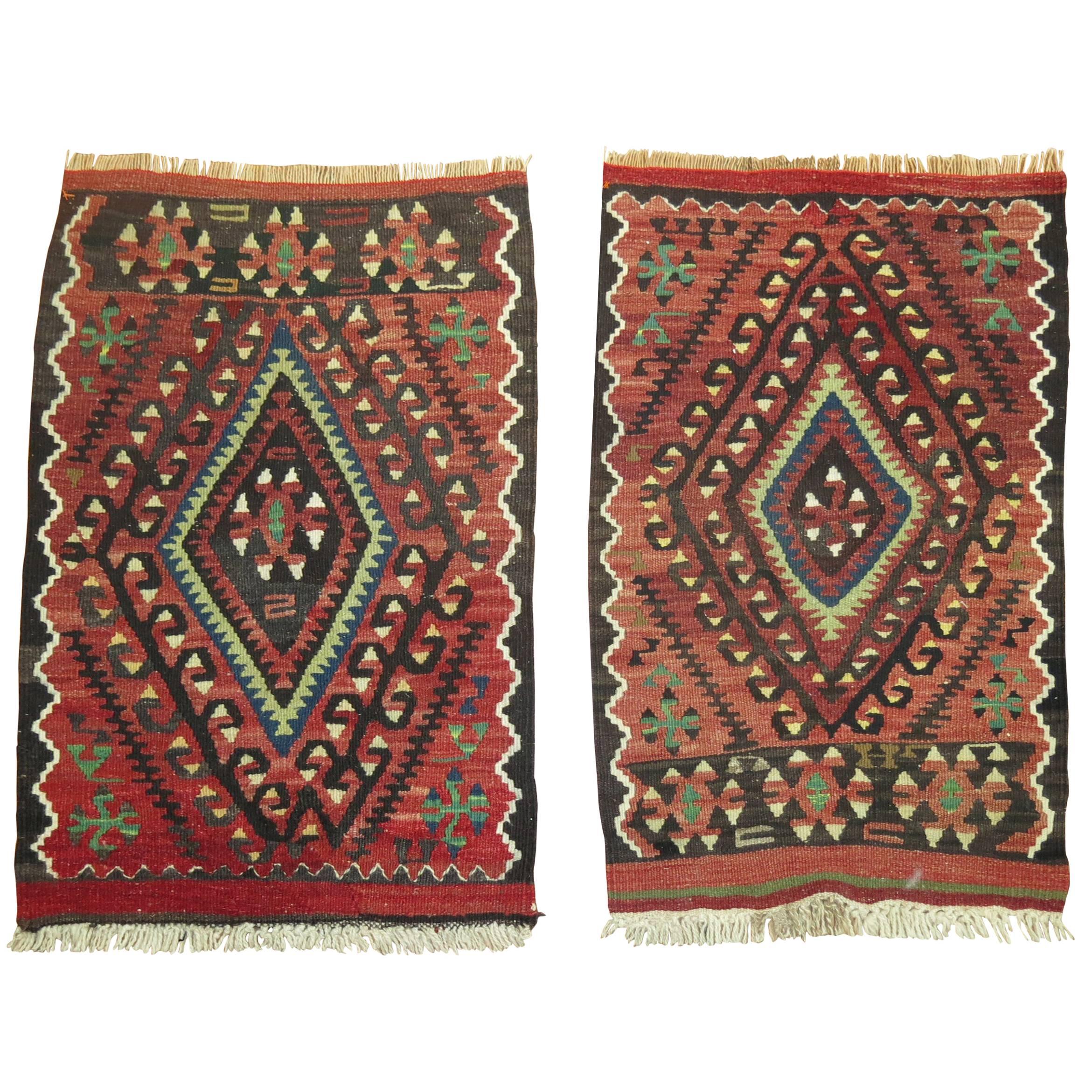 Pair of Tribal Persian Kilim Flat-Weave's