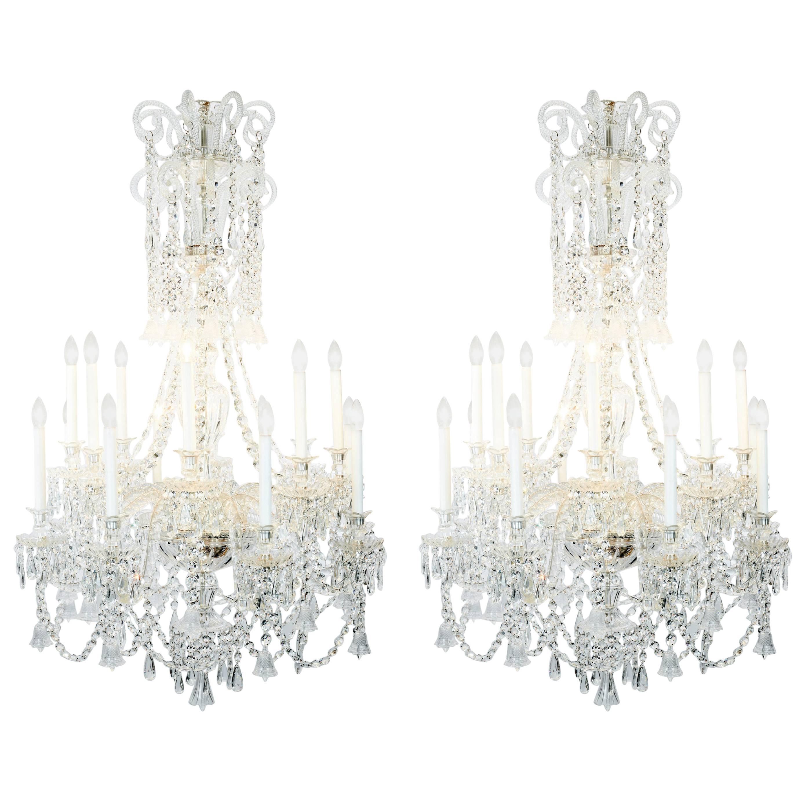 Pair of Exquisite Baccarat Crystal Chandeliers,