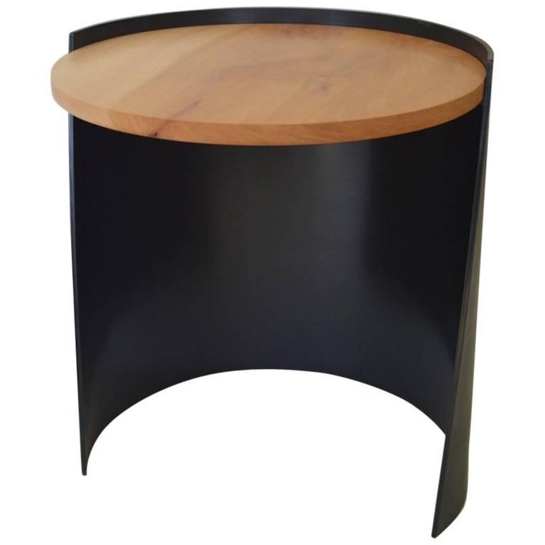 Contemporary Minimalist Blackened Steel and Wood End/Side Table by Scott Gordon For Sale