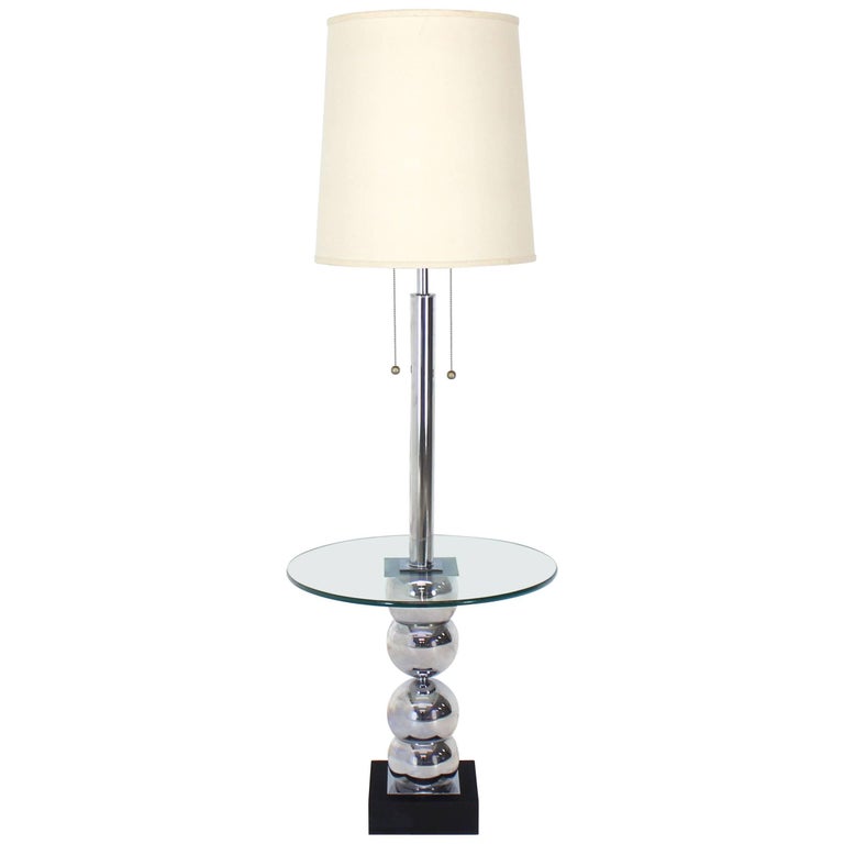 Stacked Chrome Globes Base Glass Side, Glass End Table Floor Lamp