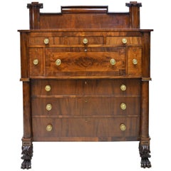 Rhode Island Empire Butler's Chest of Drawers with Desk in Mahogany, circa 1825