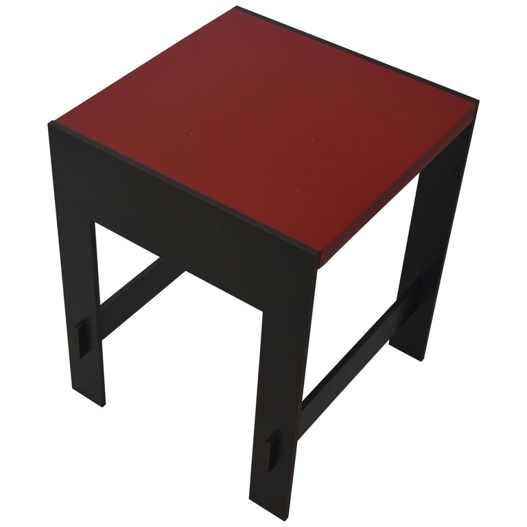 Contemporary Minimalist Blackened Steel and Stone End/Side Table by Scott Gordon For Sale