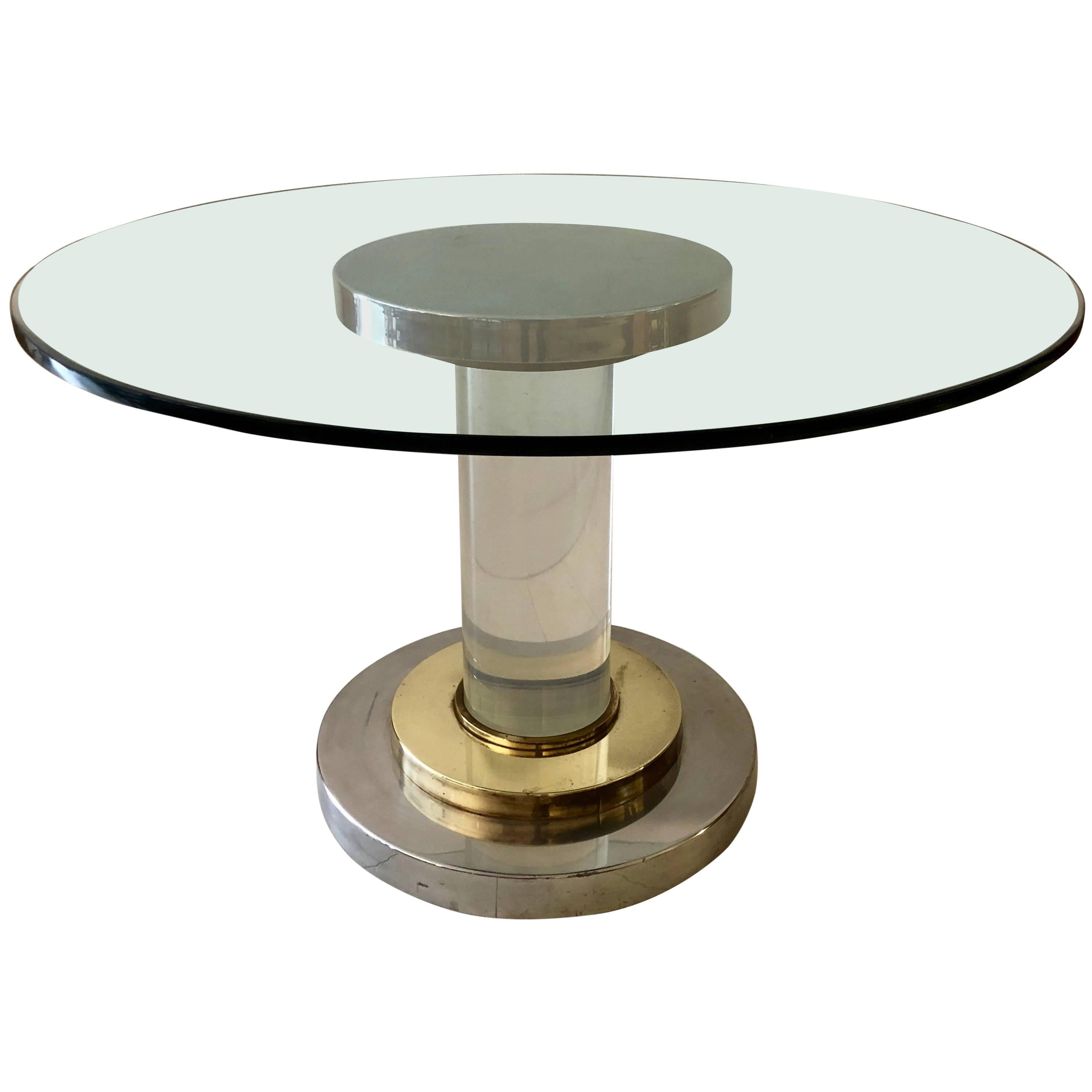 Lucite Pedestal Table by Romeo Rega For Sale