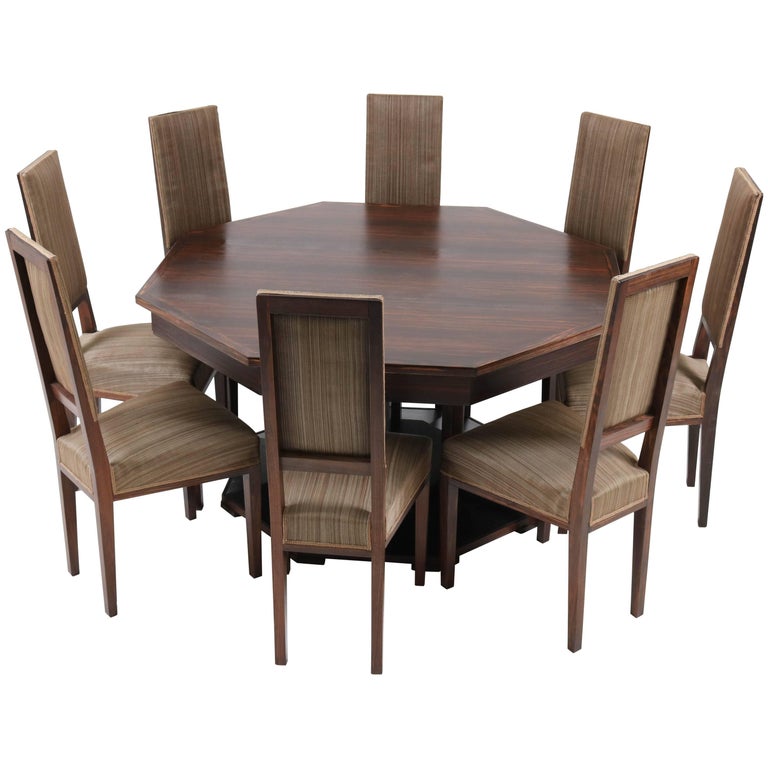 Macassar Ebony Dutch Art Deco Dining Room Set By T Woonhuys Macassar Ebony Dutch Art Deco Dining Room Set By T Woonhuys Amsterdam 1930s For