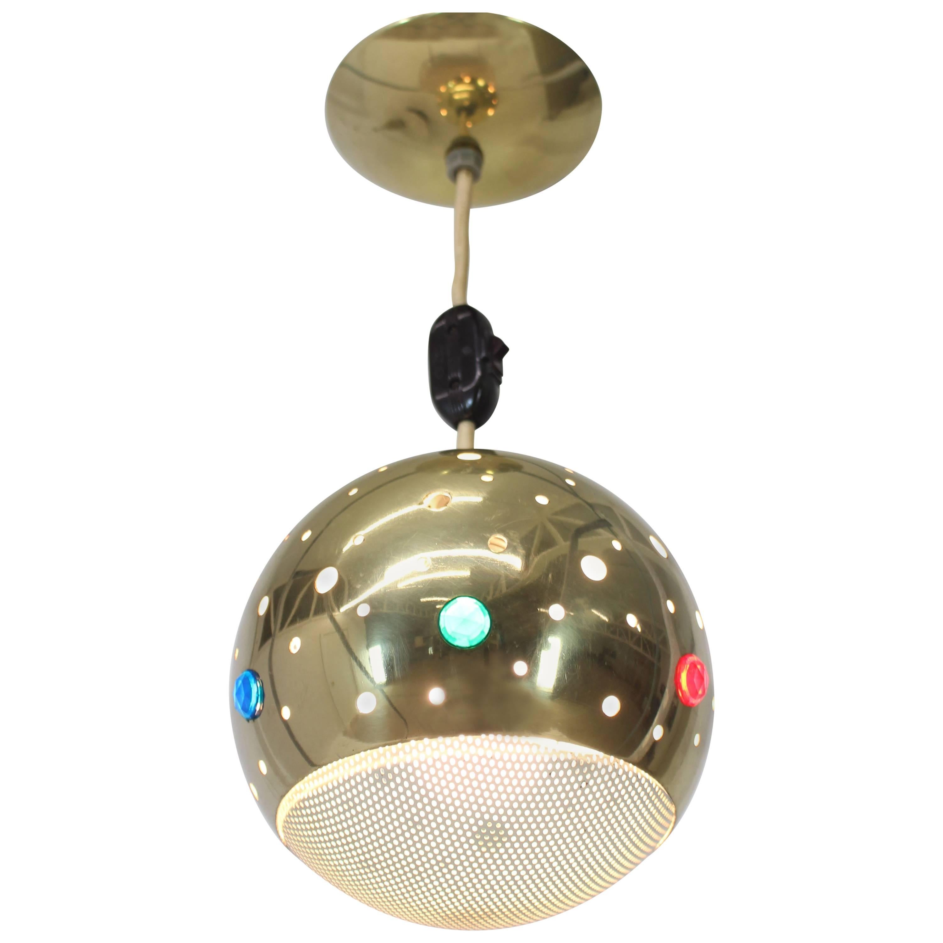 Solid Brass Pieced Ball Light Fixture Pendant at 1stDibs
