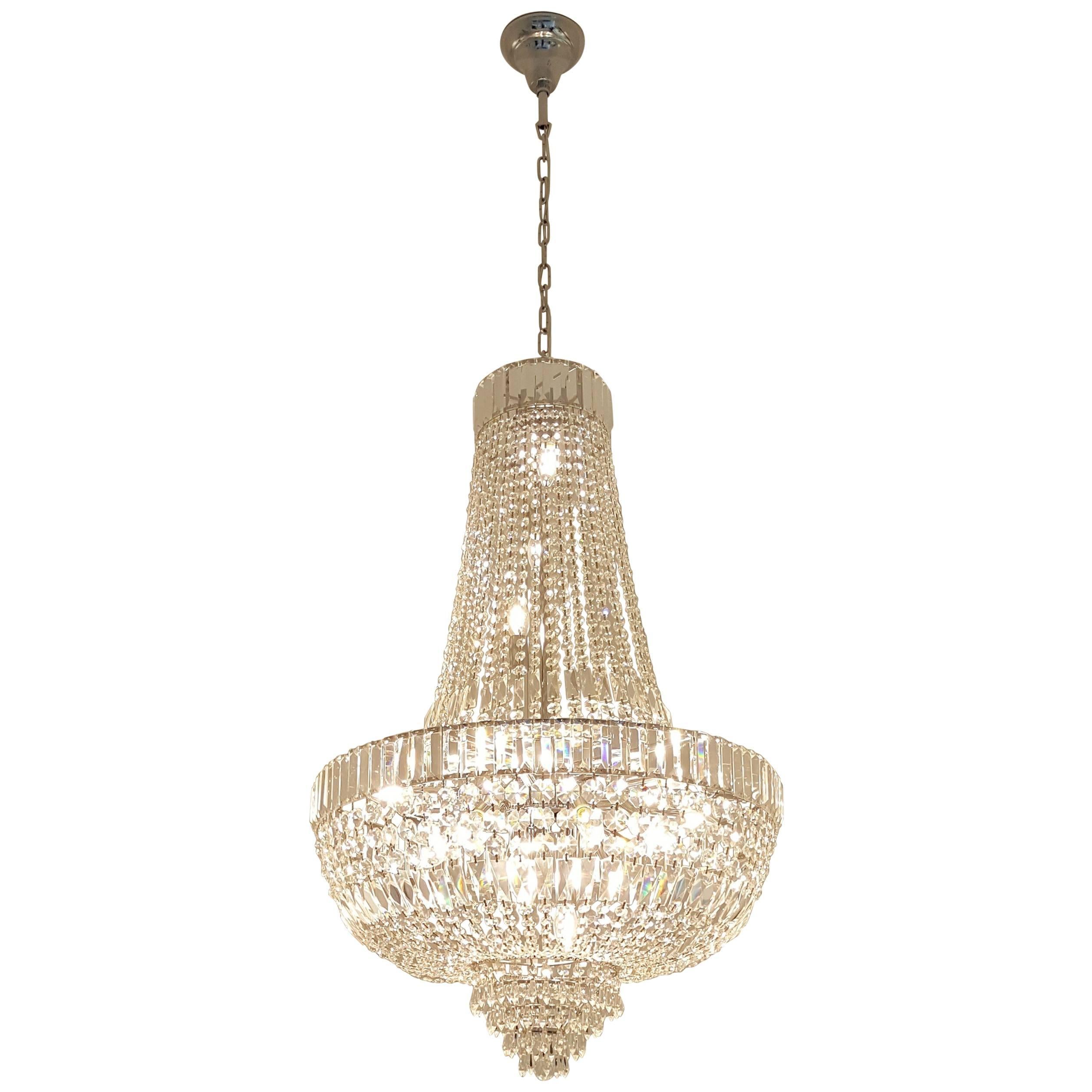 Art Deco Style Crystal Chandelier Empire Sac a Pearl Palace Lamp Chrome For Sale