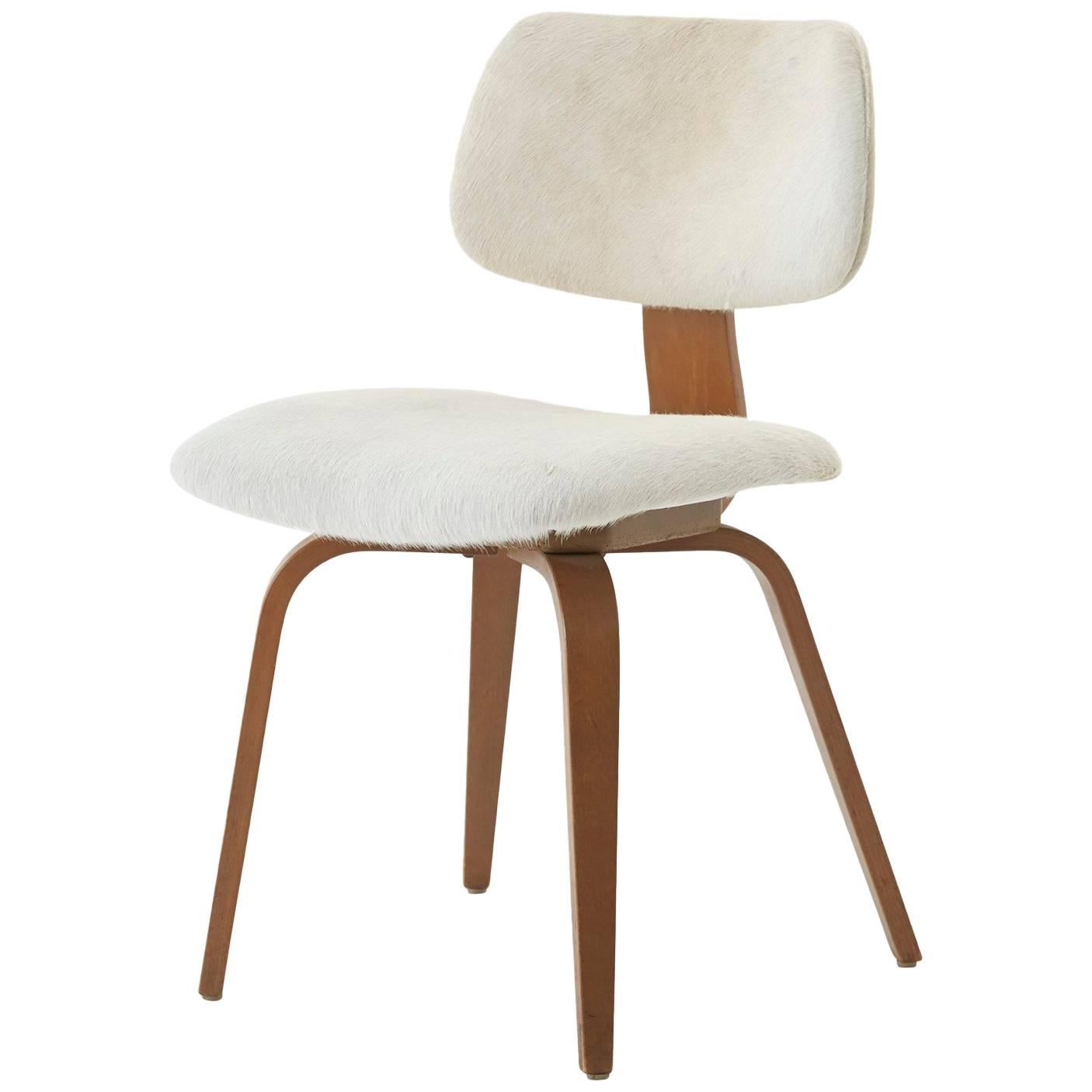 White Hide Thonet Midcentury Dining Chair