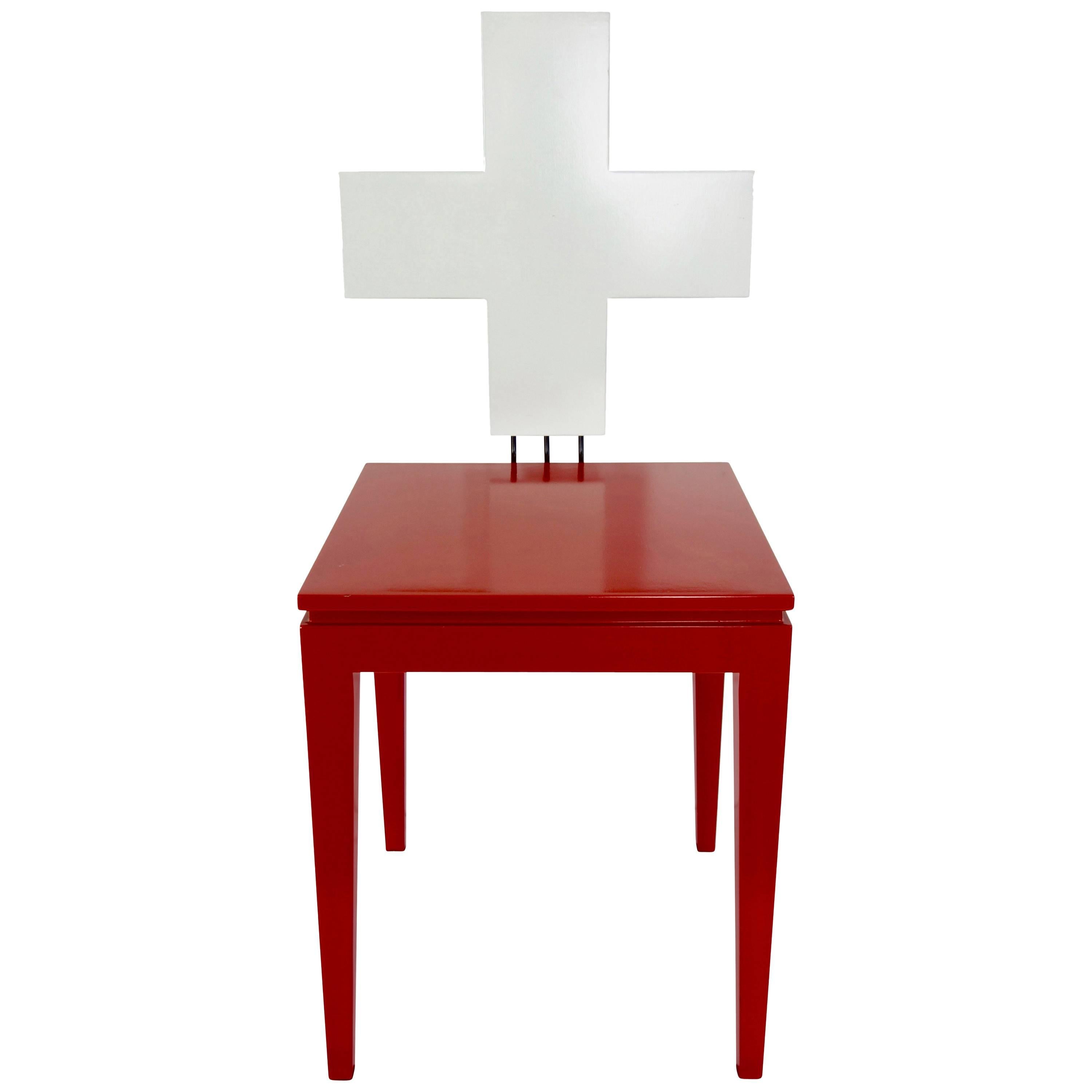 Red and White “Schwiiz” Chair Designed by Reto Kaufmann For Sale