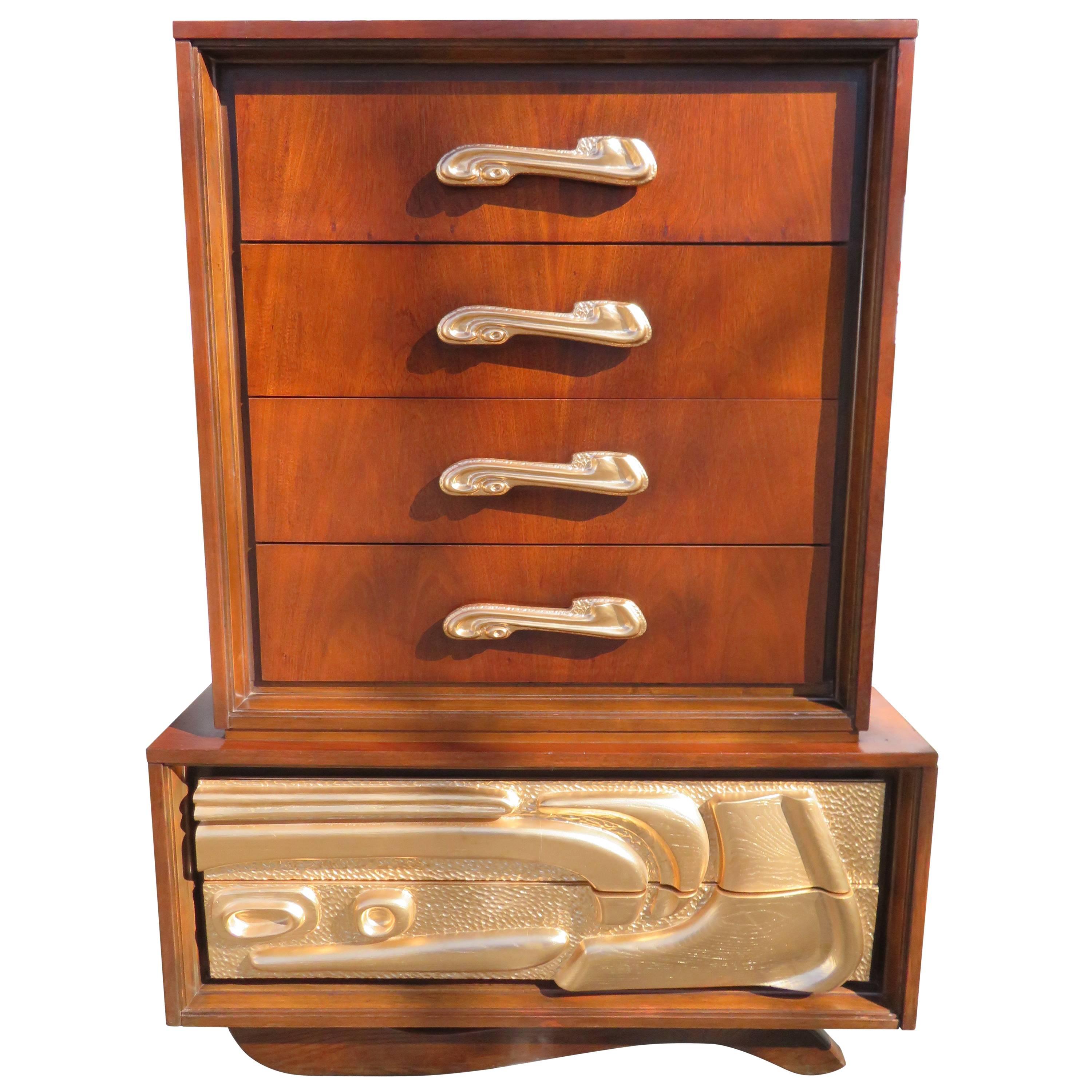 Fabulous Sculptural Tall Chest Dresser by Pulaski / Witco Oceanic Style
