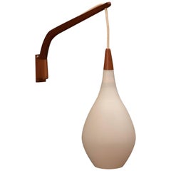 Danish Holmegaard Swing Arm Glass Pendant Lamp