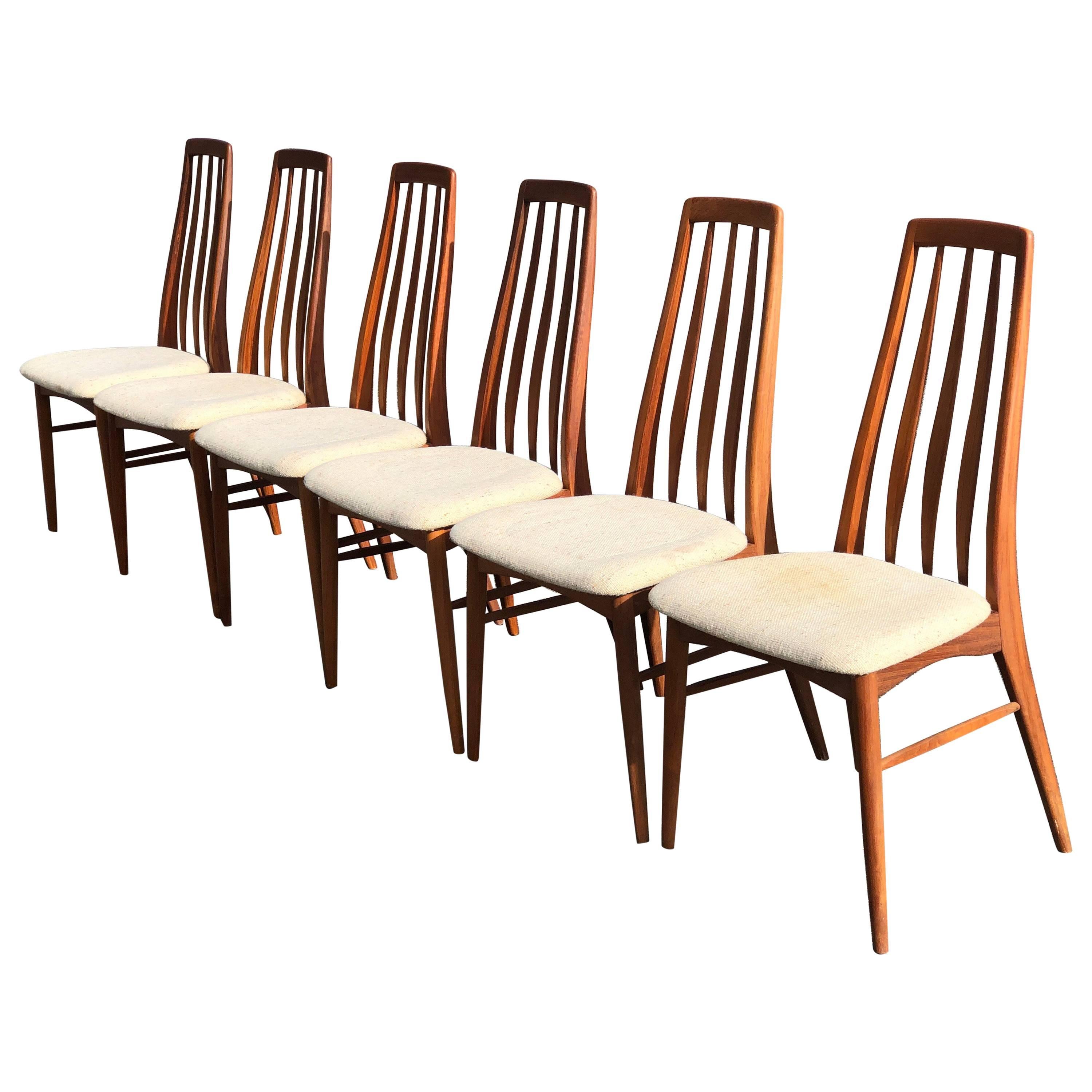 Set of Six Teak “Eva” Chair by Niels Koefoed for Hornslet Mobelfabrik in Teak