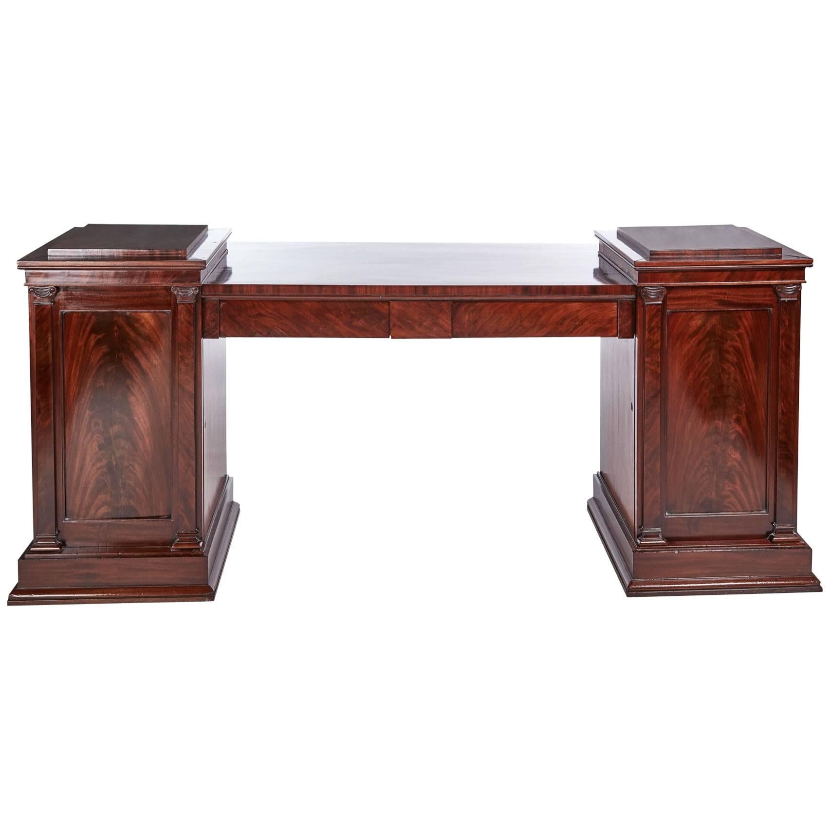 Outstanding Quality Antique Mahogany Pedestal Sideboard For Sale