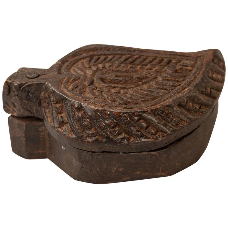 Rustic Hand-Carved Wooden Spice Box, India, Mid-20th Century at 1stDibs