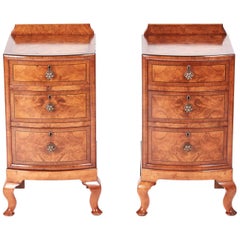 Pair of Antique Burr Walnut Bed Side Cabinets