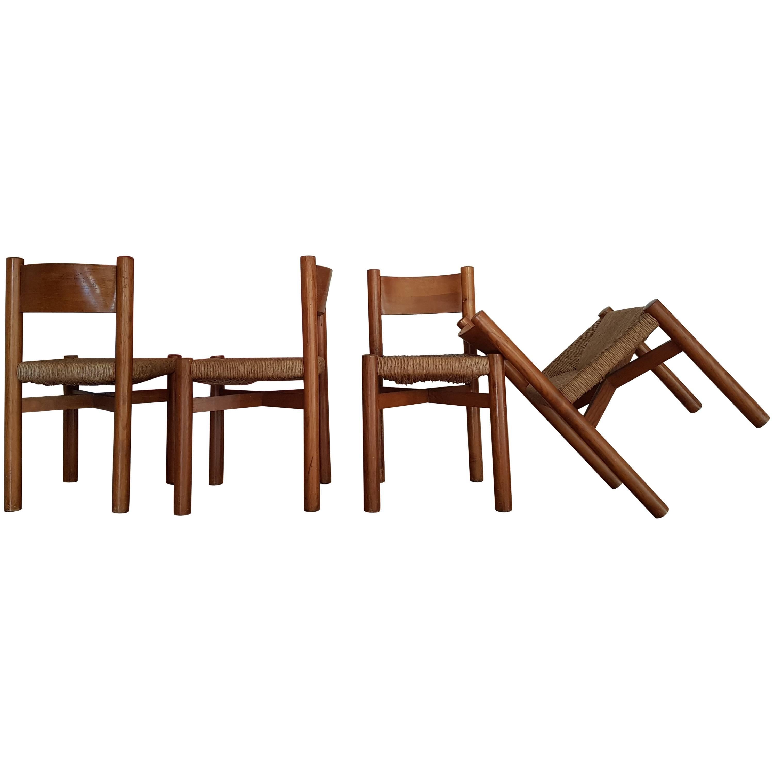 Four Chairs by Charlotte Perriand for Meribel, 1960 Ashwood