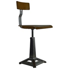 Vintage Polished Metal Industrial Style Singer Chair, circa 1940