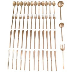 Sigvard Bernadotte 'Scanline' Cutlery of Brass Complete for 12 Persons
