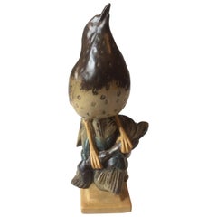 Vintage Bing & Grondahl K. Otto Johansen Stoneware Figurine of Thrush