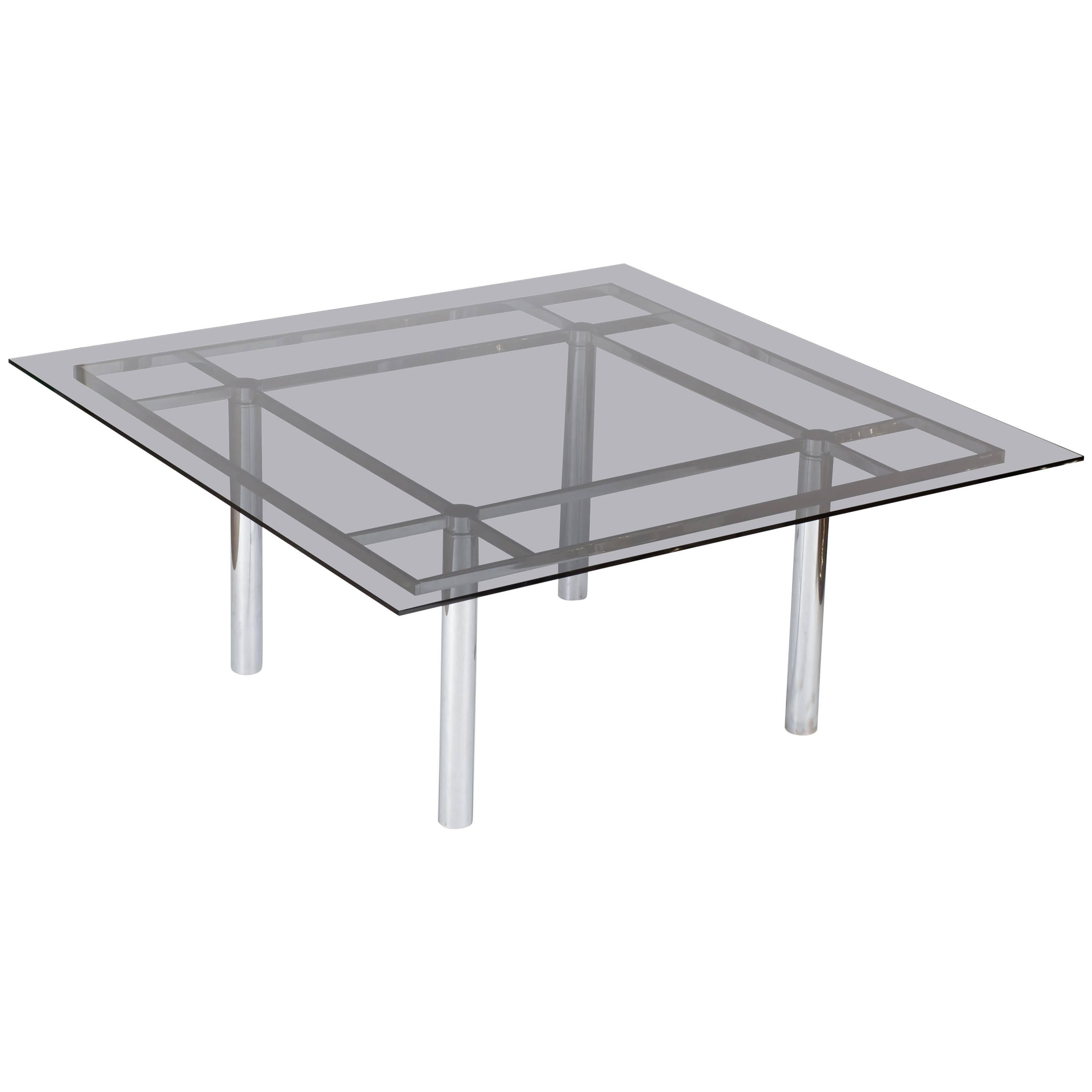 Scarpa Large Square Chrome Dining Table for Knoll Model André
