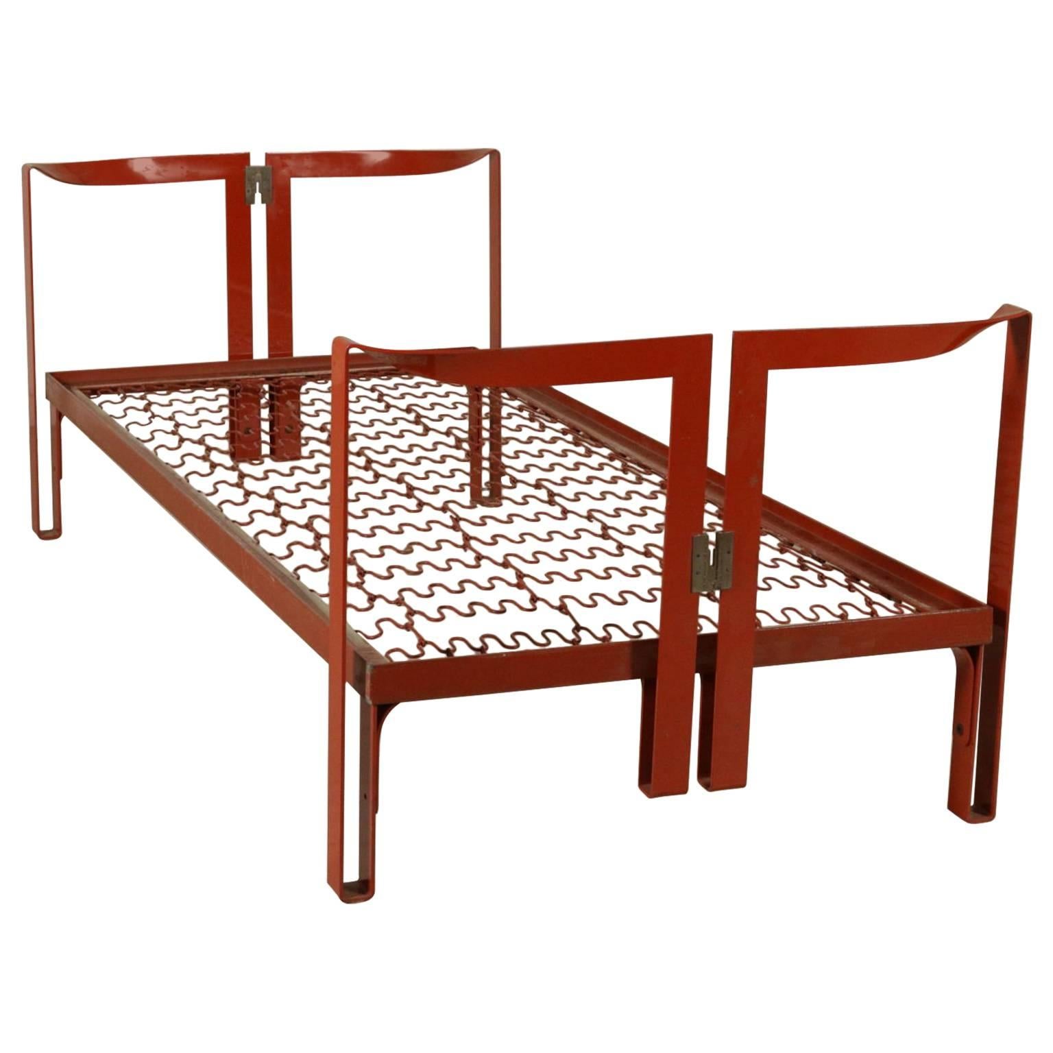 Single Bed Designed by Tobia Scarpa Lacquered Metal Vintage, Italy, 1960s